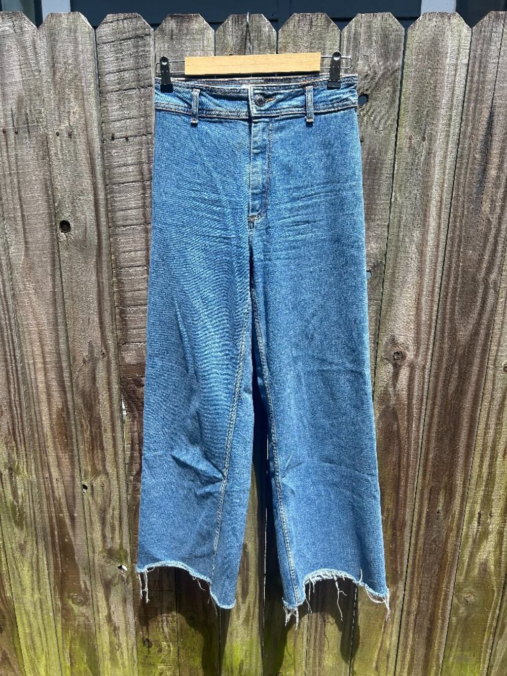 Zara Marine Straight Wide Leg Women's Blue Jeans Size 4 Sailor High Waist Fall